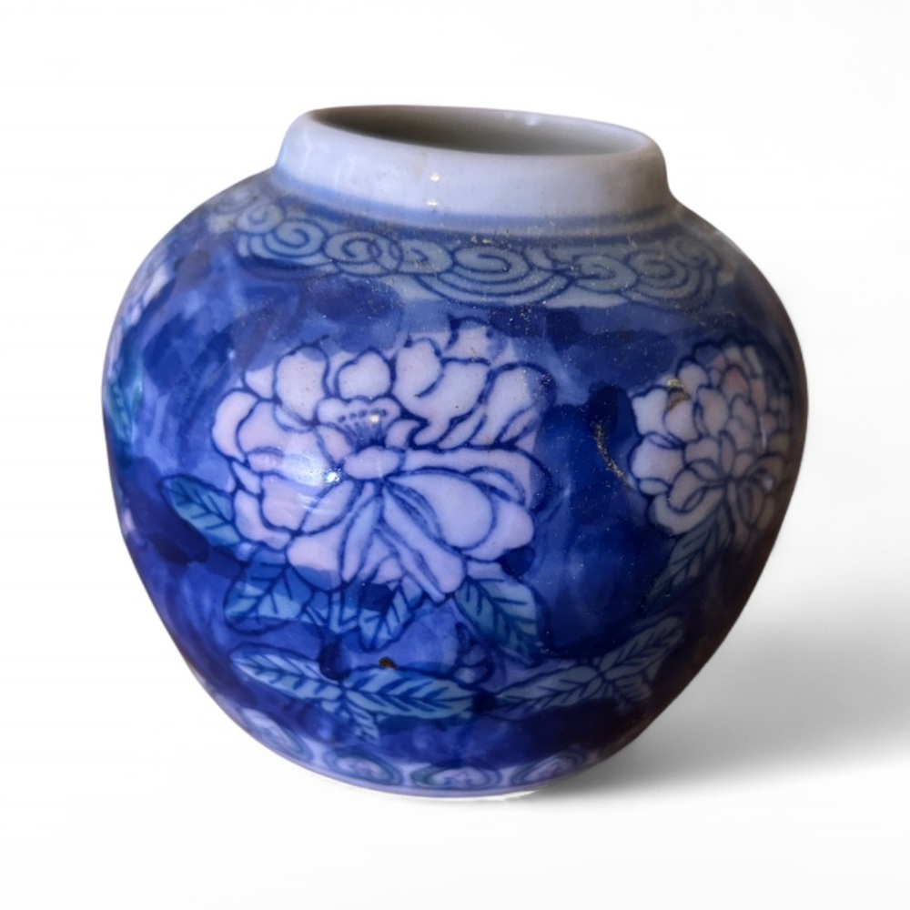 Blue and White Floral Ceramic Vase